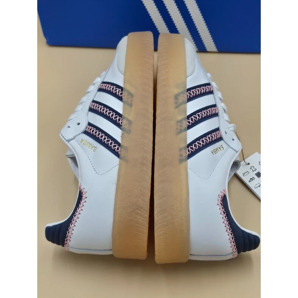 adidas Samba E J White Navy Glow Pink Gum Kids 7Y Womens 8.5 JP9534 NIB